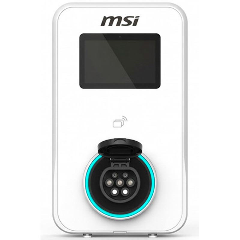 Cargador Coche MSI EVSE EZwall Premium Max-OCPP 5 pulgadas 22kW Trifásico Tipo 2 Cable 5m Blanco