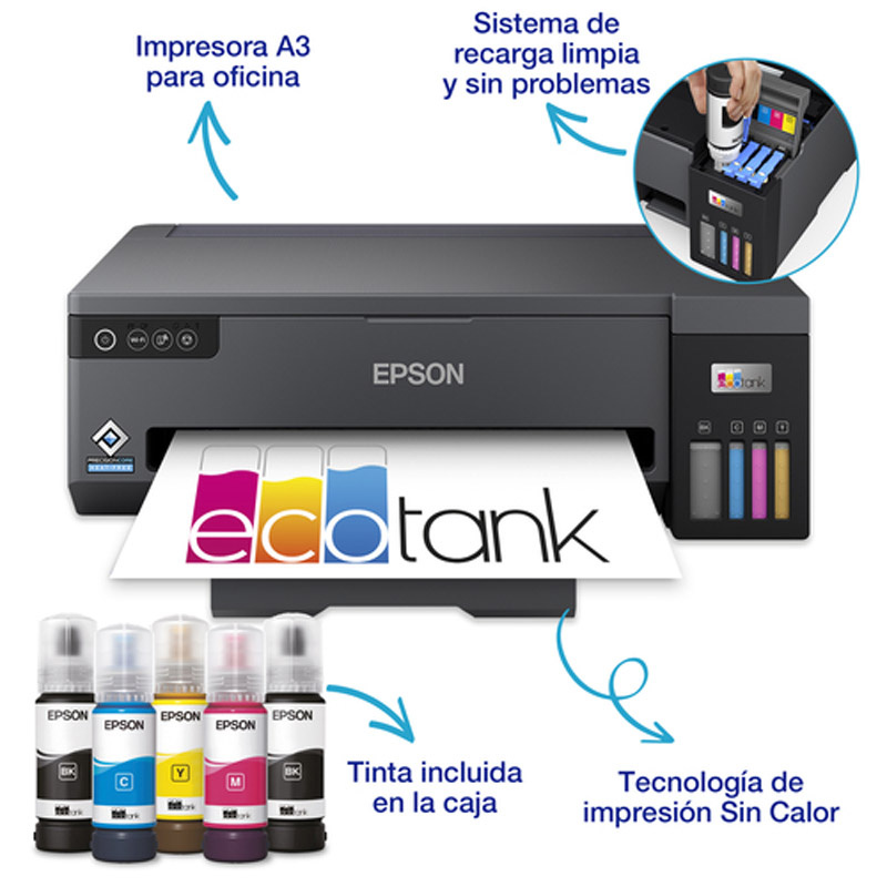 Impresora Fotográfica Epson EcoTank ET-14100 De Inyección De Tinta A3 Wi-Fi Depósitos Reutilizables Negra