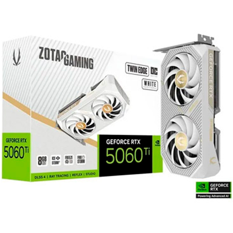 Tarjeta Gráfica Zotac Gaming GeForce RTX 5060 Ti Twin Edge OC White Edition 8GB GDDR7 DLSS4