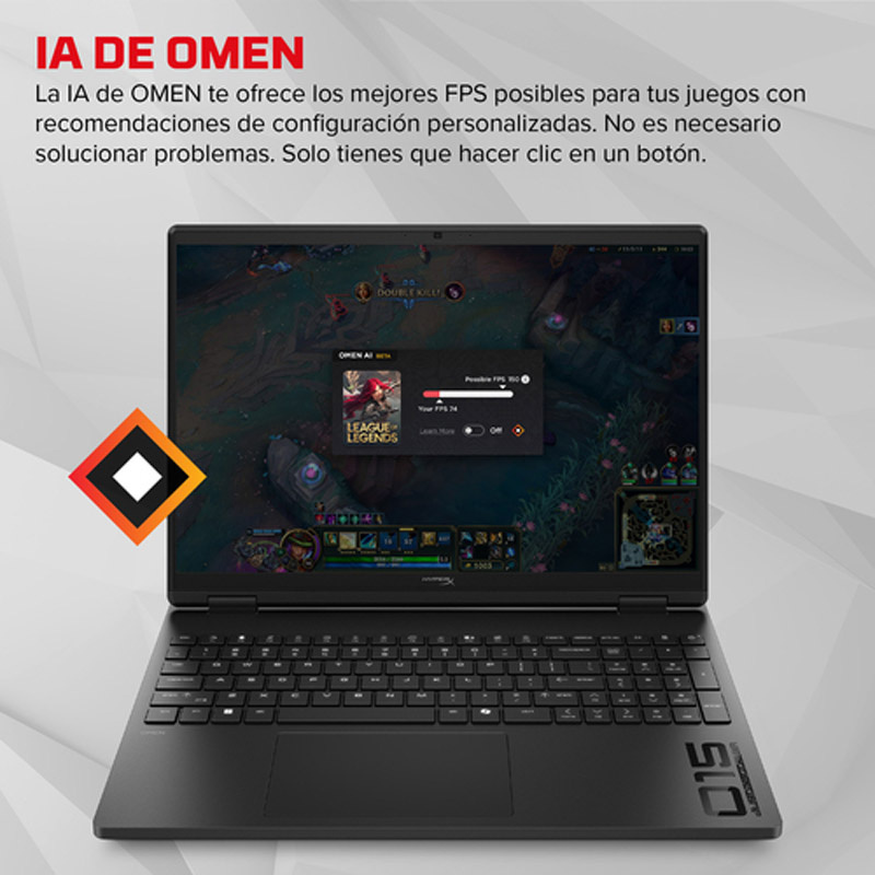 Portátil HP HyperX OMEN 15 15-gb0016ns AMD Ryzen 7 260 RTX 5060 24GB 1TB 15.3 pulgadas 2K FreeDOS