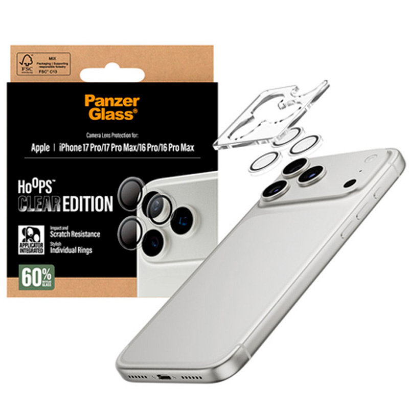 Accesorio PanzerGlass Hoops Protector Lentes De Cámara Para Apple iPhone 16 - 17 Pro / Max Transparente