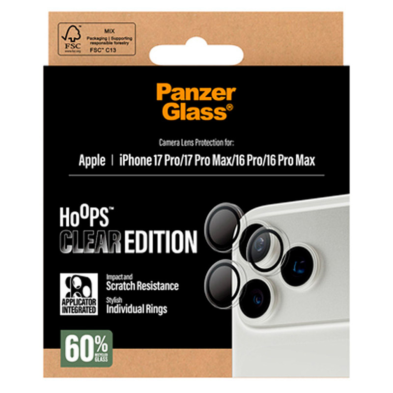 Accesorio PanzerGlass Hoops Protector Lentes De Cámara Para Apple iPhone 16 - 17 Pro / Max Transparente