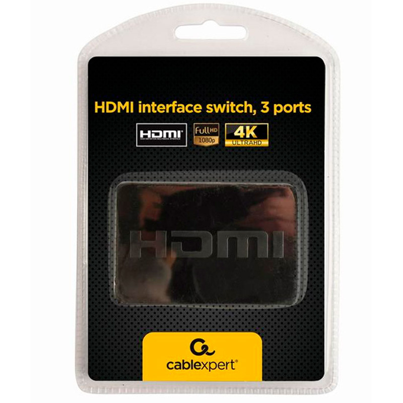 Switch Gembird DSW-HDMI-34 HDMI 3 Puertos 4K UHD Negro