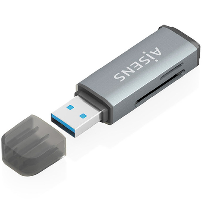 Lector de Tarjetas Aisens ASCR-2A09-GR De Memorias Y SIM Externo USB 3.1 Gen1 Gris