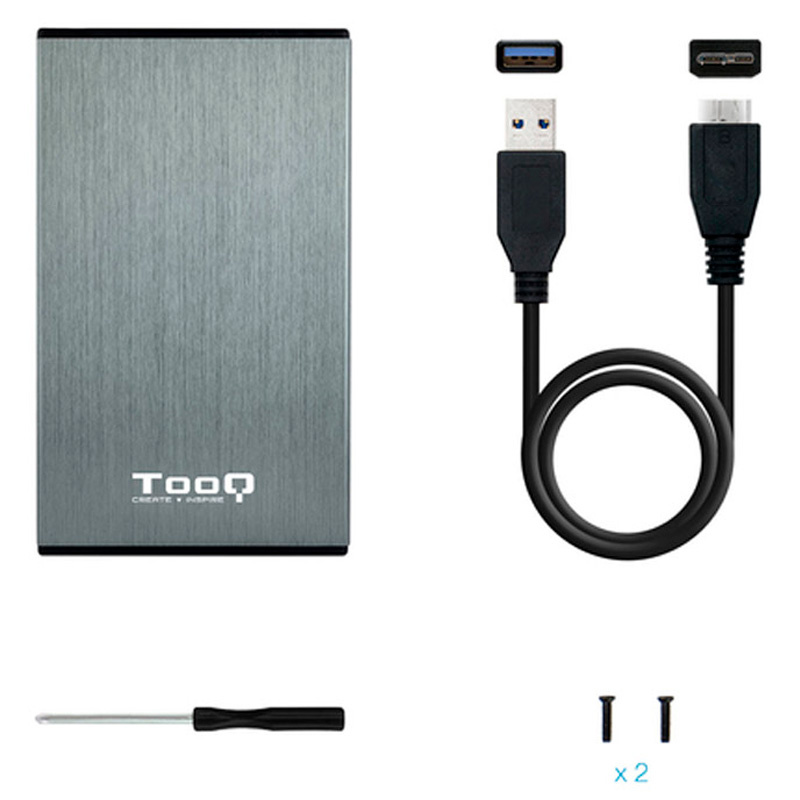 Caja Externa Tooq TQE-2527G Para Disco Duro/SSD 2.5 pulgadas USB 3.1 Gen1 Gris