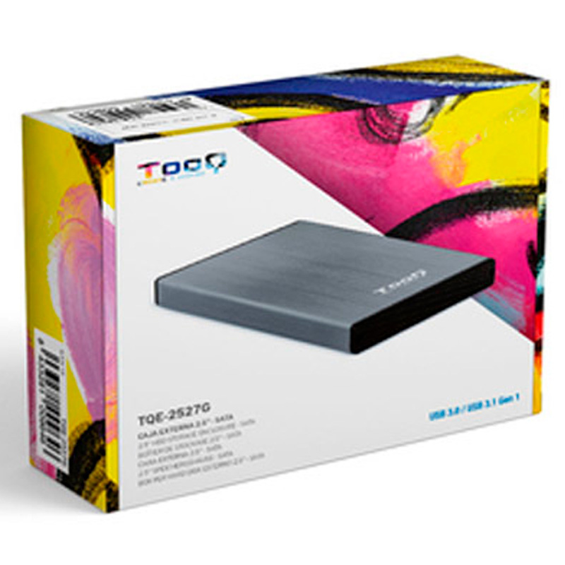 Caja Externa Tooq TQE-2527G Para Disco Duro/SSD 2.5 pulgadas USB 3.1 Gen1 Gris