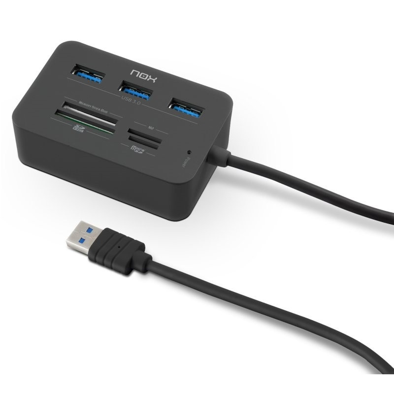 Lector de Tarjetas Nox Lite Reader One Y Hub 3 Puertos USB 3.0 Cable 28 cm