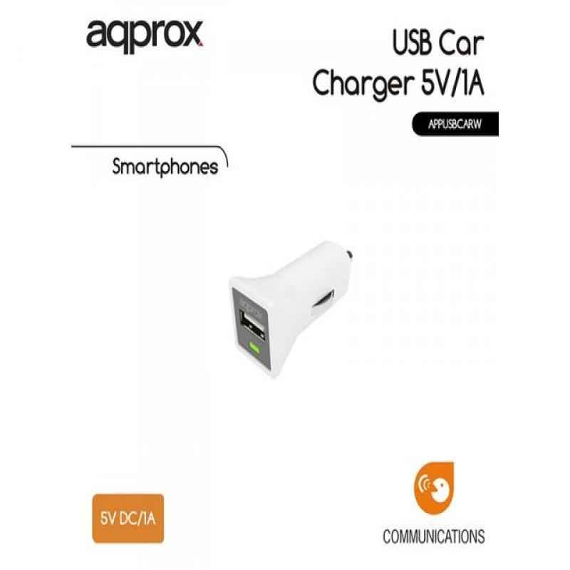 Cargador Coche Approx appUSBCARW Blanco