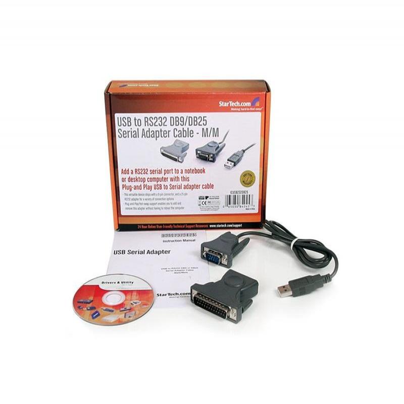 Cable Adaptador Startech USB a Serie RS232 DB9/DB25 - M/M