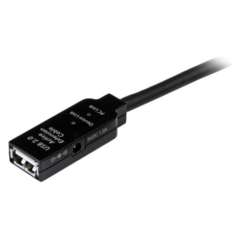 Startech Cable Extensión Alargador 20m USB 2.0 Alta Veloc. Macho a Hembra USB A - Negro - Cable USB