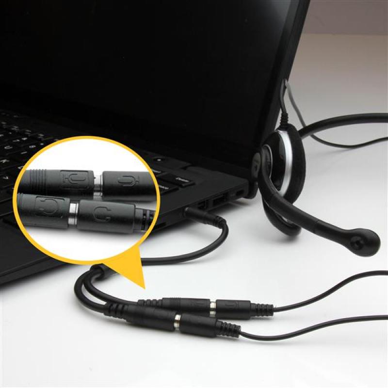 Divisor de Auriculares Mini-Jack 3.5mm 4 pines a 2 Mini Jack 3 pines (Auricular / microfono)