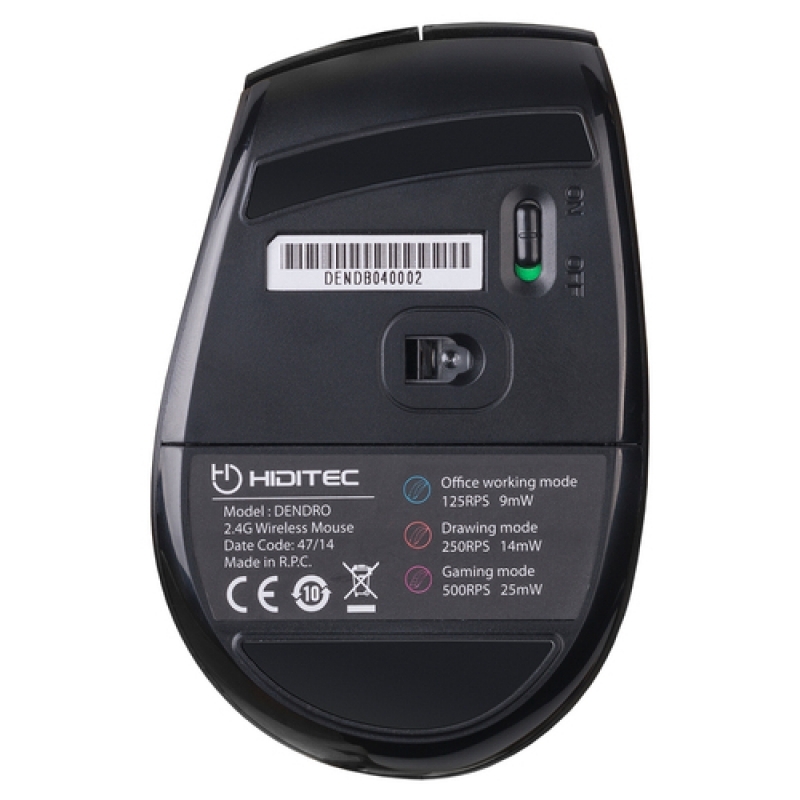 Ratón Hiditec Dendro Black 2000 Dpi