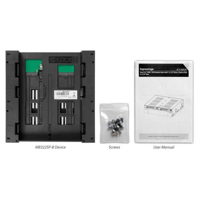 Accesorios Gaming IcyDock ExpressCage MB322SP-B 2x2.5 pulgadasSAS / SATA HDD / SSD 2.5 pulgadas- Rack