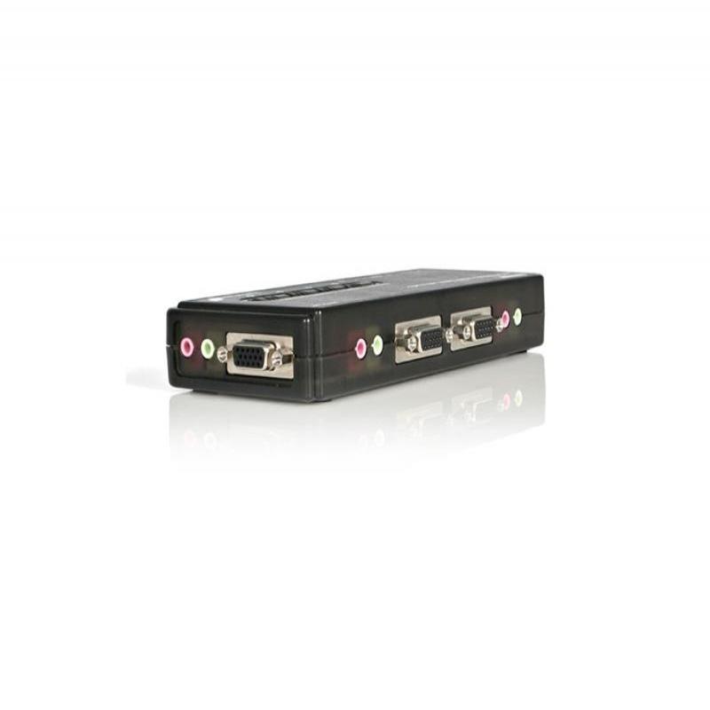 Kit de Conmutador KVM Startech USB de Color Negro de 4 Puertos con Cables y Audio