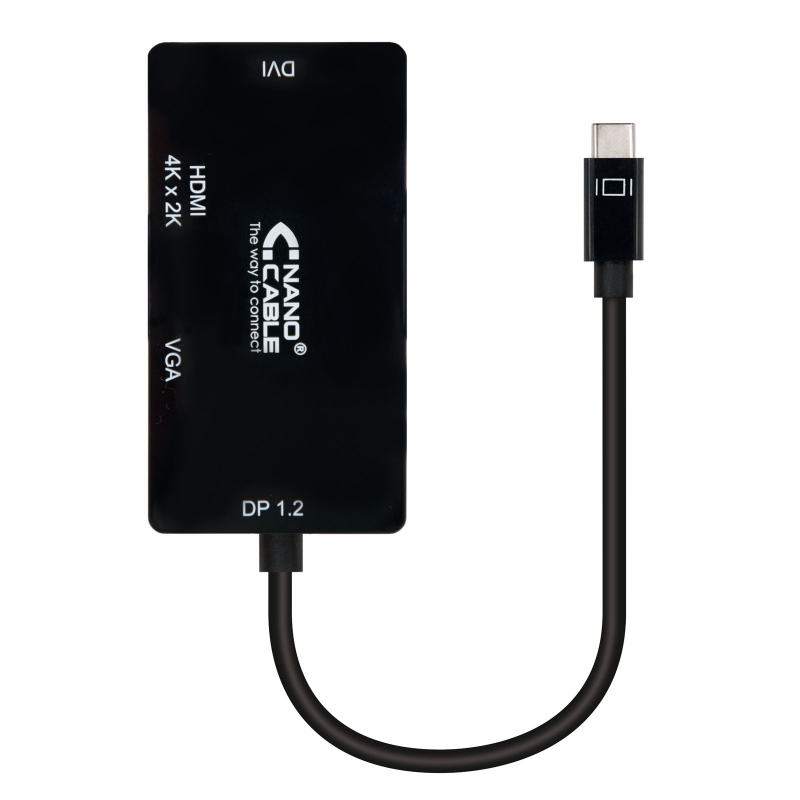 Nano Cable USB-C A SVGA / DVI / HDMI Negro 10cm - Cable USB