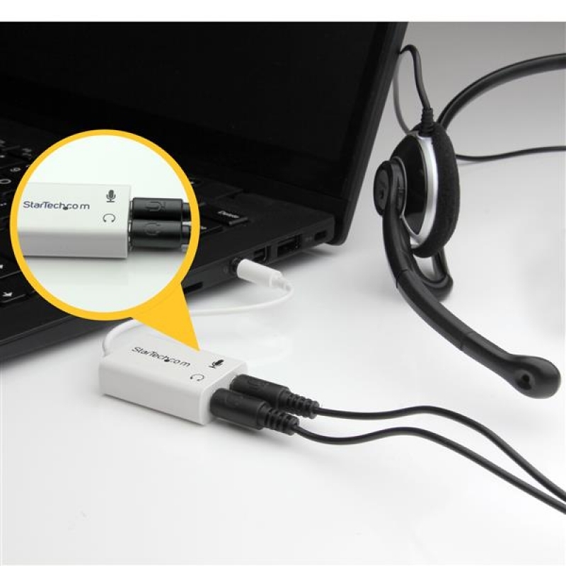 Startech Adaptador Auriculares Micrófono Mini-Jack 3.5mm 4 Pines Conectores Auriculares - Adaptador