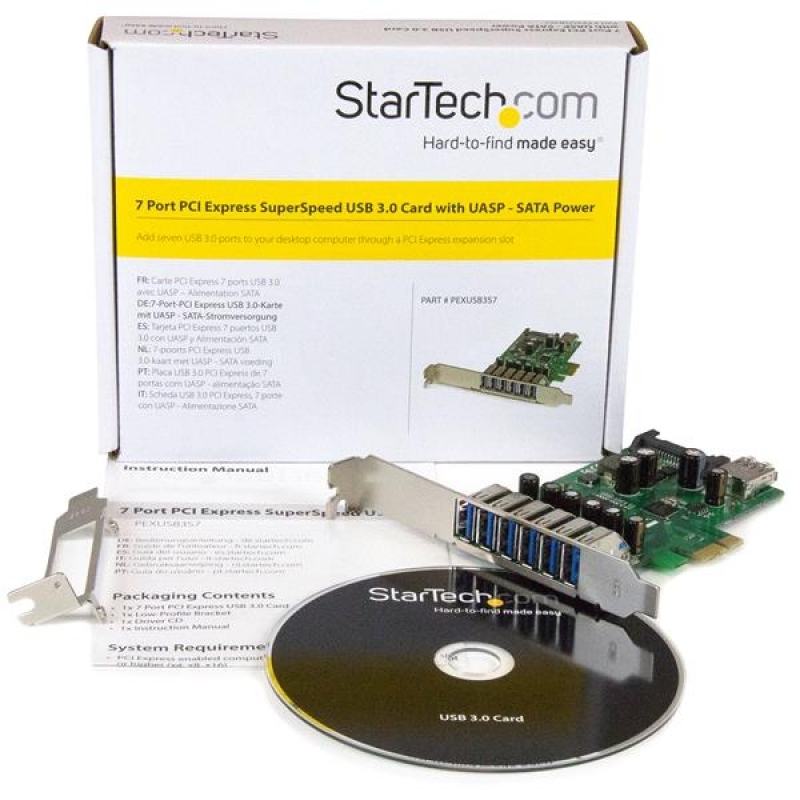 Tarjeta PCI Startech Adaptador PCI Express 7 Puertos USB 3.0