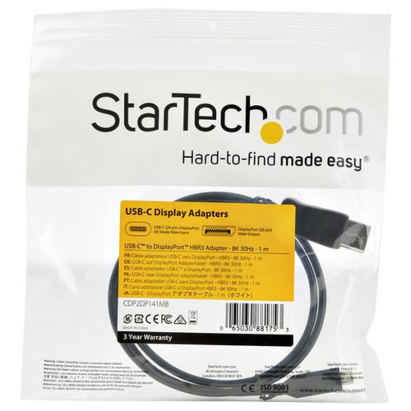 StarTech Cable Adaptador 1m USB-C a DisplayPort 8K 60Hz - Conversor USB