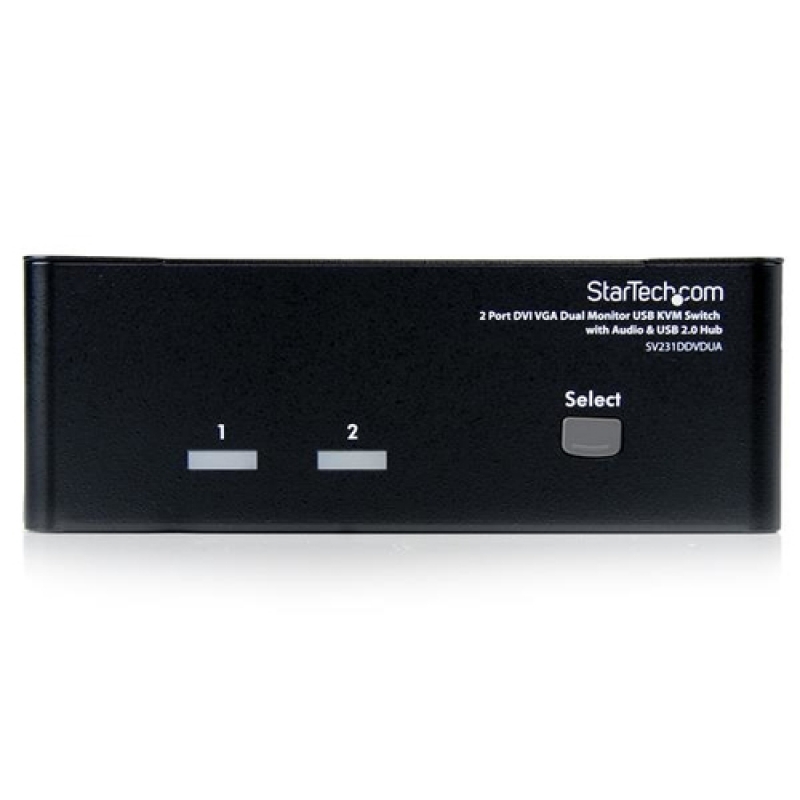 StarTech Conmutador KVM 2Puertos Doble Monitor DVI/VGA Audio 4 Puertos USB - Switch