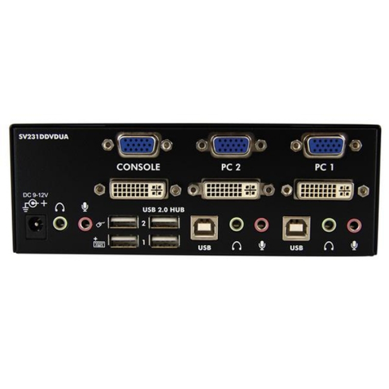 StarTech Conmutador KVM 2Puertos Doble Monitor DVI/VGA Audio 4 Puertos USB - Switch