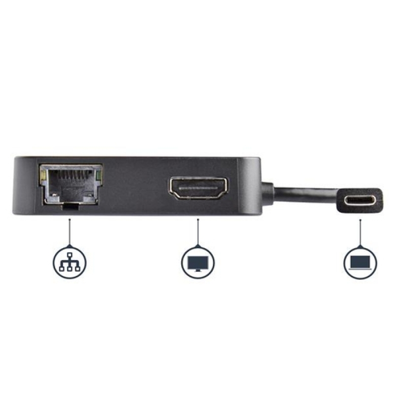 Startech Multipuertos USB-C con Red HDMI 4K y USB-A - Adaptador