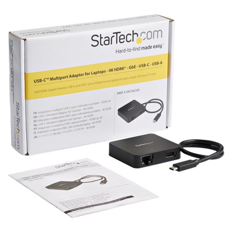 Startech Multipuertos USB-C con Red HDMI 4K y USB-A - Adaptador