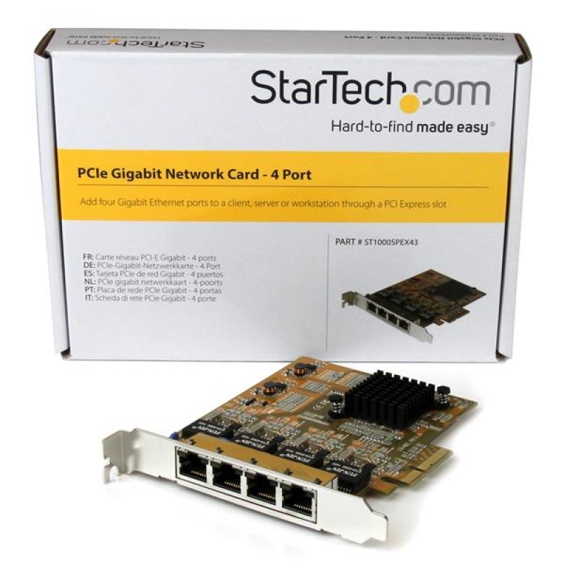 Adaptador de Red Startech Tarjeta de Red PCI Express Ethernet Gigabit con 4 Puertos RJ45