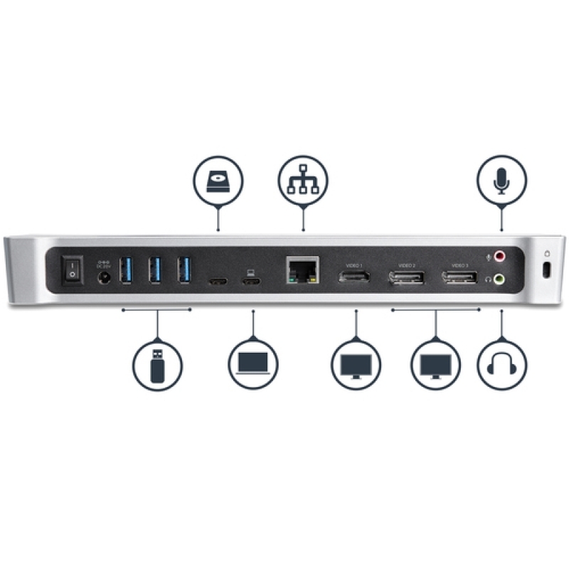 Startech USB-C Para Tres Monitores 4K Con 5x Puertos USB 3.0 - Dock Station