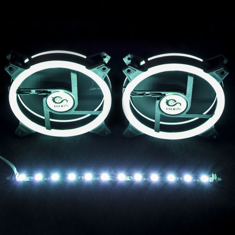 Talius Siroko Twin Pack Doble Aro RGB + Tira LED + Control Remote - Ventilador 12 cm