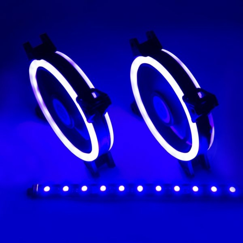 Talius Siroko Twin Pack Doble Aro RGB + Tira LED + Control Remote - Ventilador 12 cm