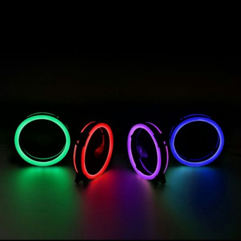 Talius Siroko Twin Pack Doble Aro RGB + Tira LED + Control Remote - Ventilador 12 cm