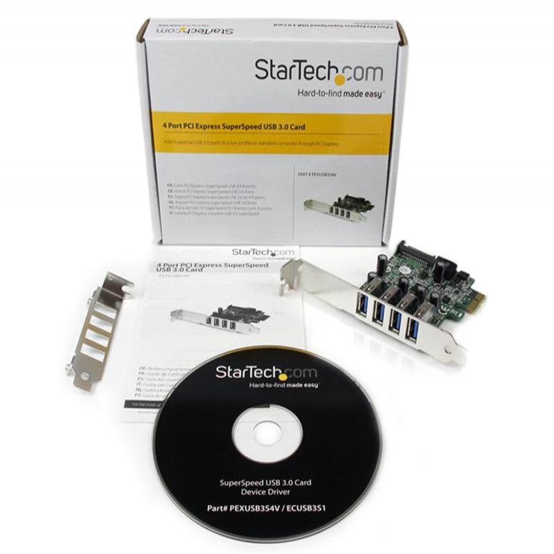 Tarjeta PCI Startech Ex 4 Puertos USB 3.0 Low Profile