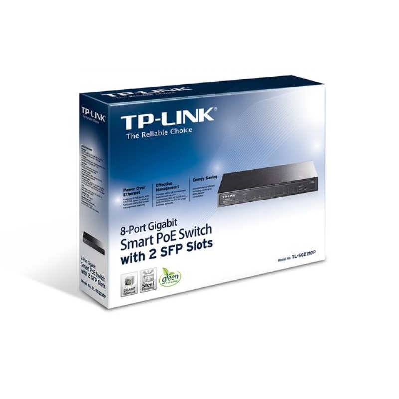Switch Tp-Link Smart Switch 8 puertos Gigabit PoE con 2 ranuras SFP