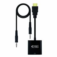 Nanocable HDMI a SVGA+Audio HDMI A/M-SVGA/H+Jack 3.5/H Negro 10cm+1.0m - Conversor