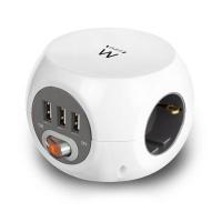 Ewent EW3939 Cubo 3 Tomas Schuko/USB Blanco