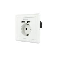 Nanocable Enchufe Pared Schuko + 2 USB 2.4A