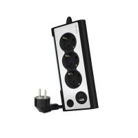 Nanocable Interruptor 3 Tomas USB-A + USB-C + Luz Negro