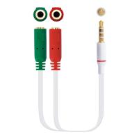 Nanocable Jack 3.5 M a 2 Jack 3.5 H Blanco