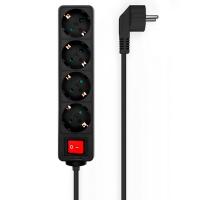 Aisens Base Multiple 4 Tomas Con Interruptor 1.4 m Negro