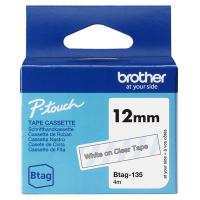 Brother BTAG135 12mm x 4m Blanco Sobre Transparente
