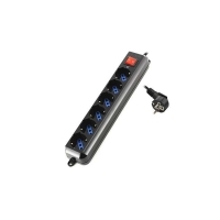 Ewent 6 Tomas Schuko con Boton ON/OFF Negro - Regleta