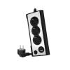 Regleta Nanocable Interruptor 3 Tomas USB-A + USB-C + Luz Negro