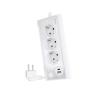 Regleta Nanocable Interruptor 3 Tomas USB-A + USB-C + Blanco