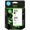 Cartucho Tinta HP Original 305 Tri-Color Pack 2 Negro