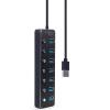 Hub Gembird UHB-U3P7P-01 USB 3.2 Gen 1 7 Puertos Con Interruptores Negro