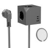 Base Coolbox CUBIK Magnet De Enchufes 3x Schuko 2x USB-C PD 1x USB-A 20W Cable 1.4m Gris